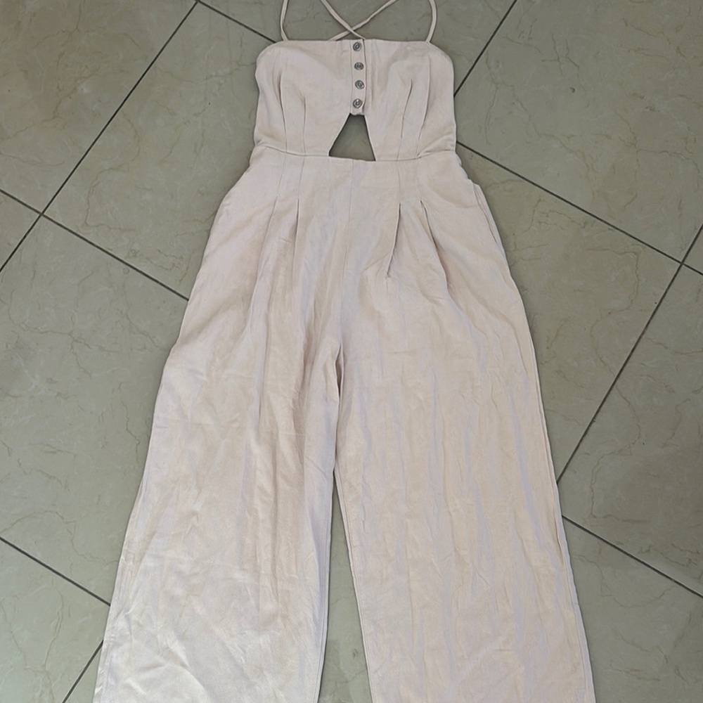 Free people Cream Jumpsuit